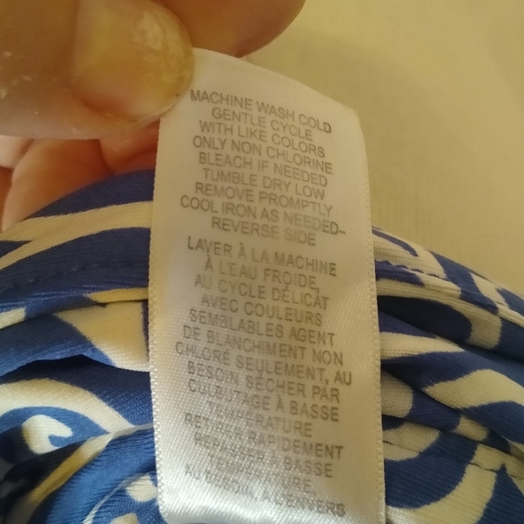 Scroll Chain Blue +White Midi Career Dress, Size Medium - Picture 6 of 7